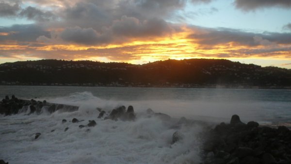 Soleil couchant sur Lyall Bay