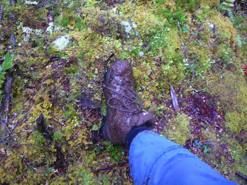 Je suis en sandales de marche et Seb en chaussures, ici photographiées après un des multiples passages dans la boue, parfois jusqu'au genou.