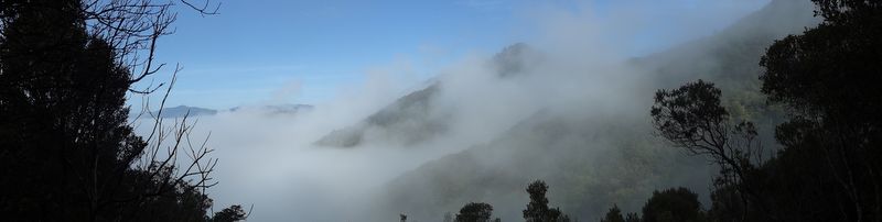 Le Queen Charlotte Sound, couvert de nuages.